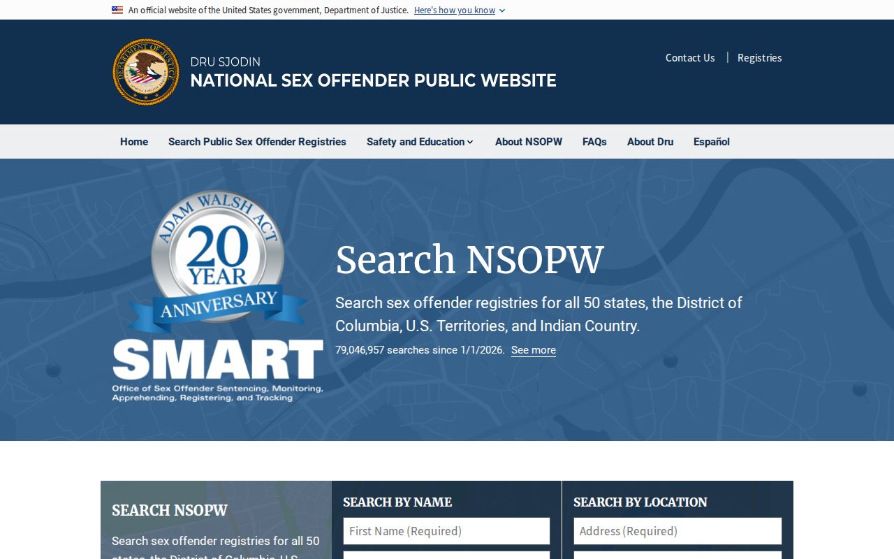 National Sex Offender Public Website cross-state search